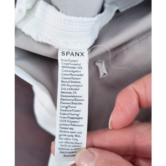 Spanx Elastic Waist Pants Women's Sz 1X White Straight Crop Leg Stretch Pull-on - Picture 9 of 15